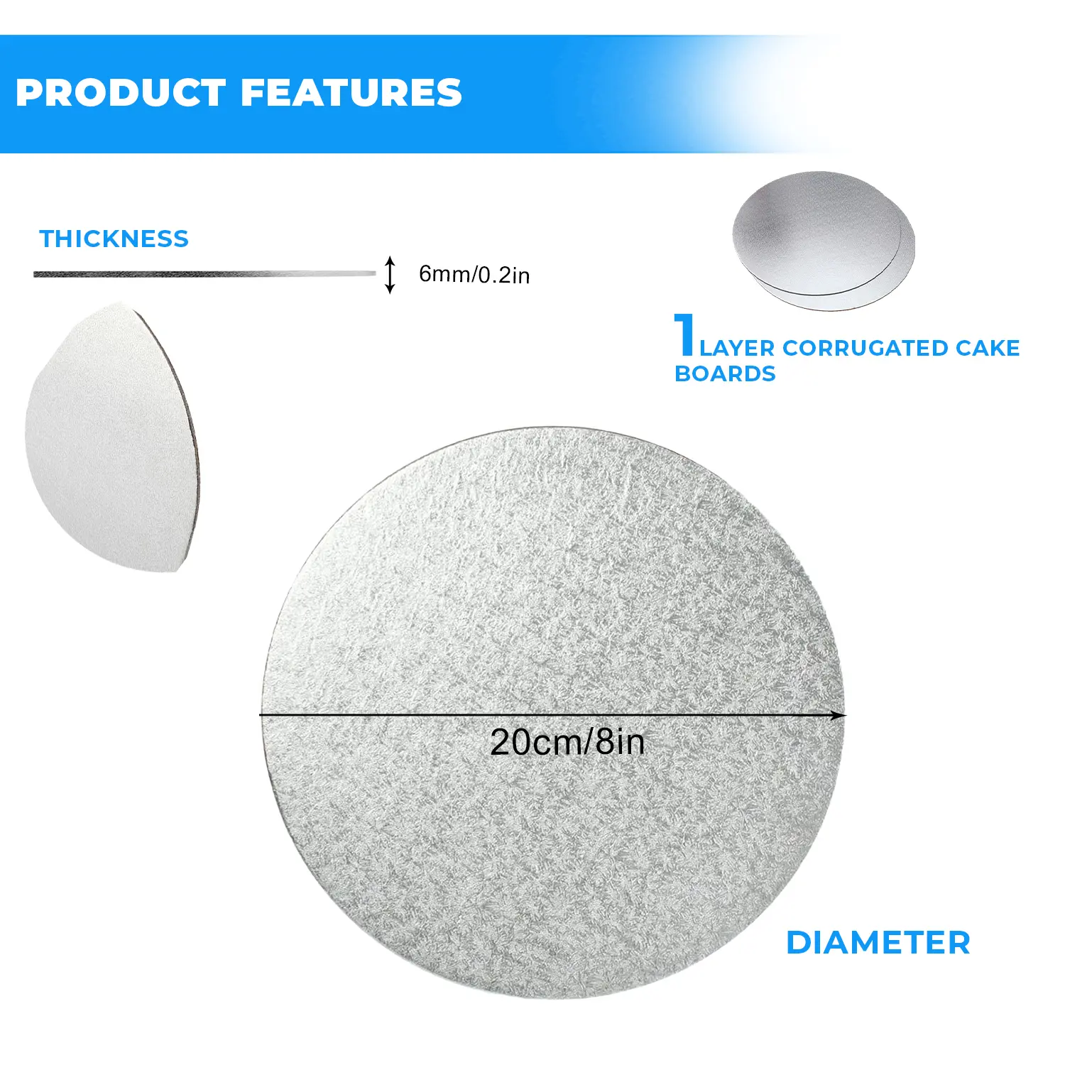 8'' ROUND SILVER CAKE BOARD