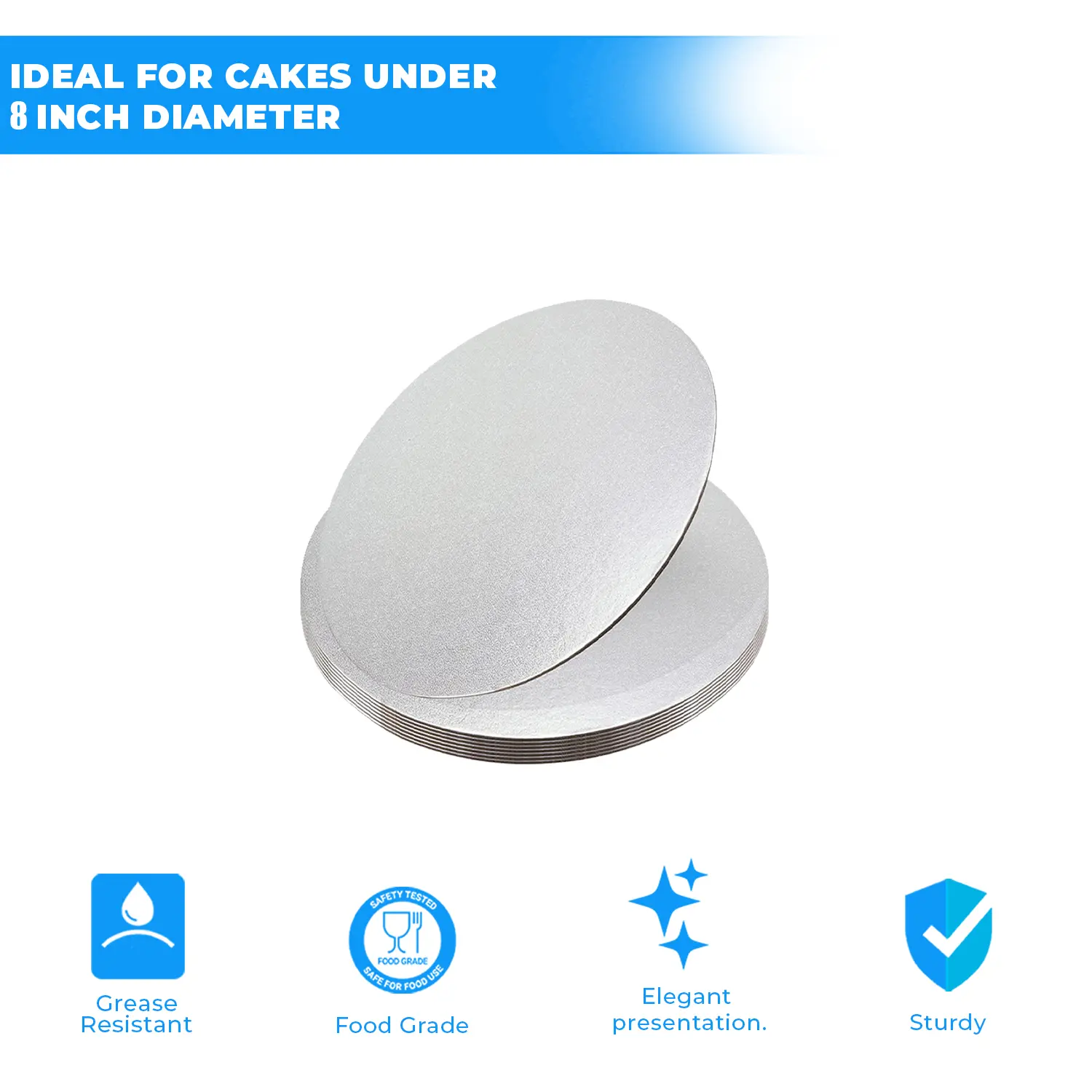 8'' ROUND SILVER CAKE BOARD