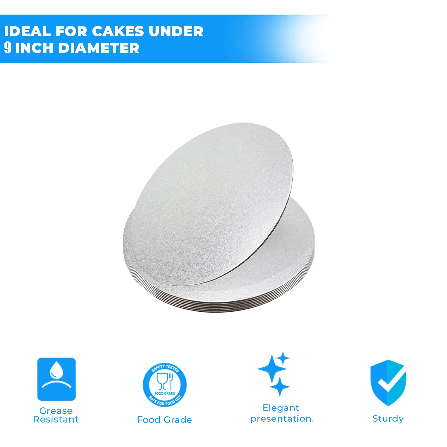 9'' ROUND SILVER CAKE BOARD