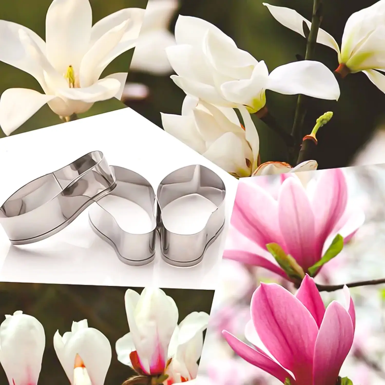 A373 3PCS STAINLESS STEEL MAGNOLIA FLOWER PETAL CUTTER SET