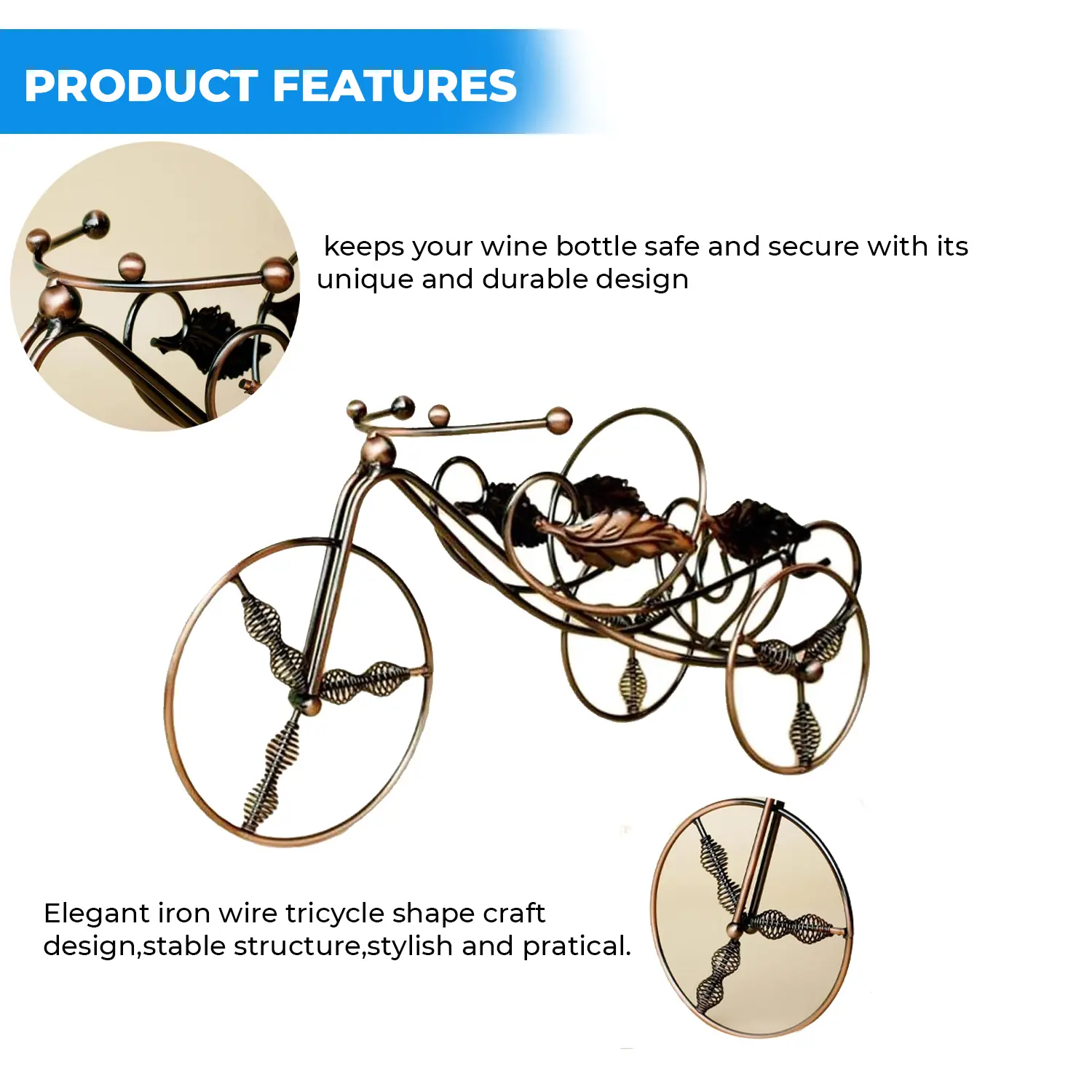 BICYCLE WINE HOLDER BRONZE