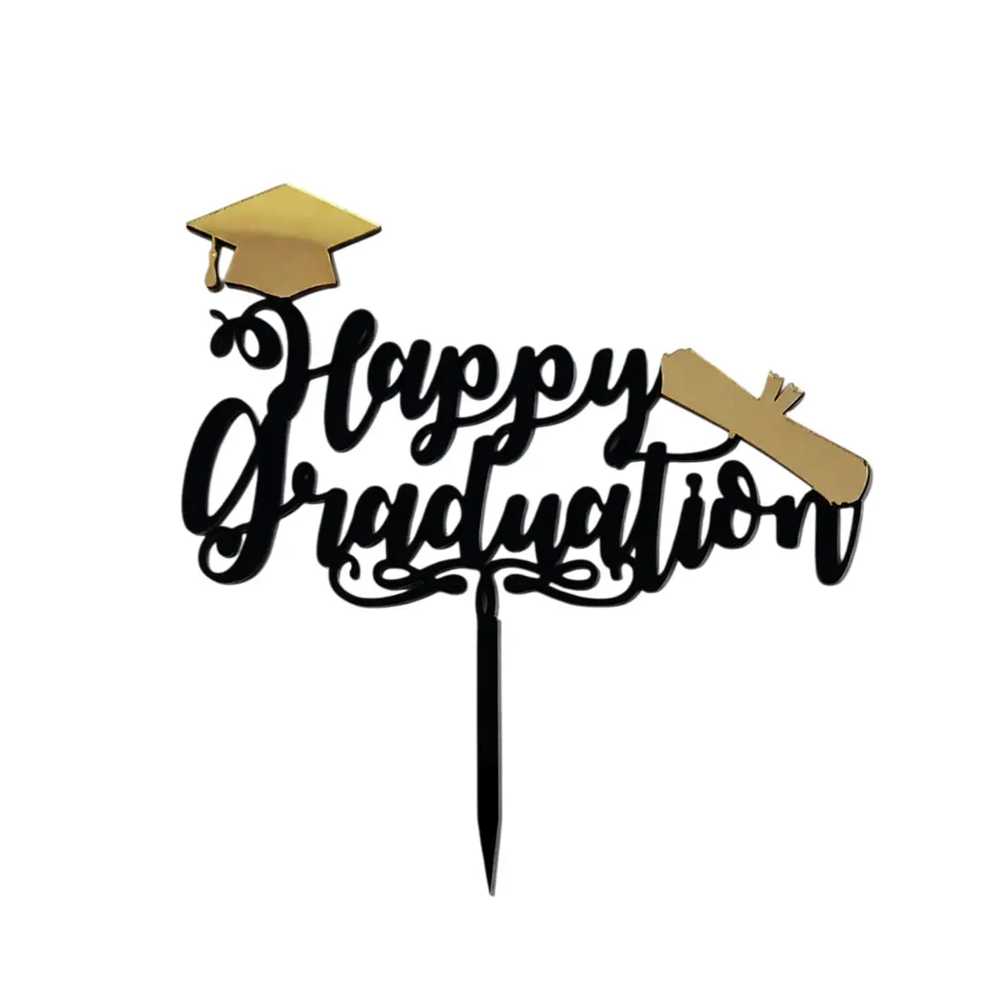 BLACK  AND GOLD ACRYLIC DOUBLE LAYER GRADUATION TOPPER