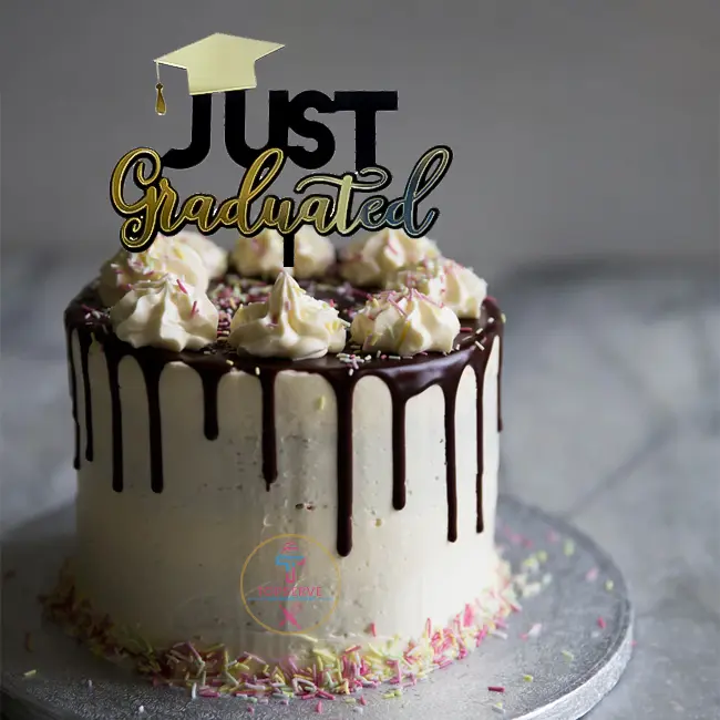 BLACK  AND GOLD ACRYLIC DOUBLE LAYER GRADUATION TOPPER