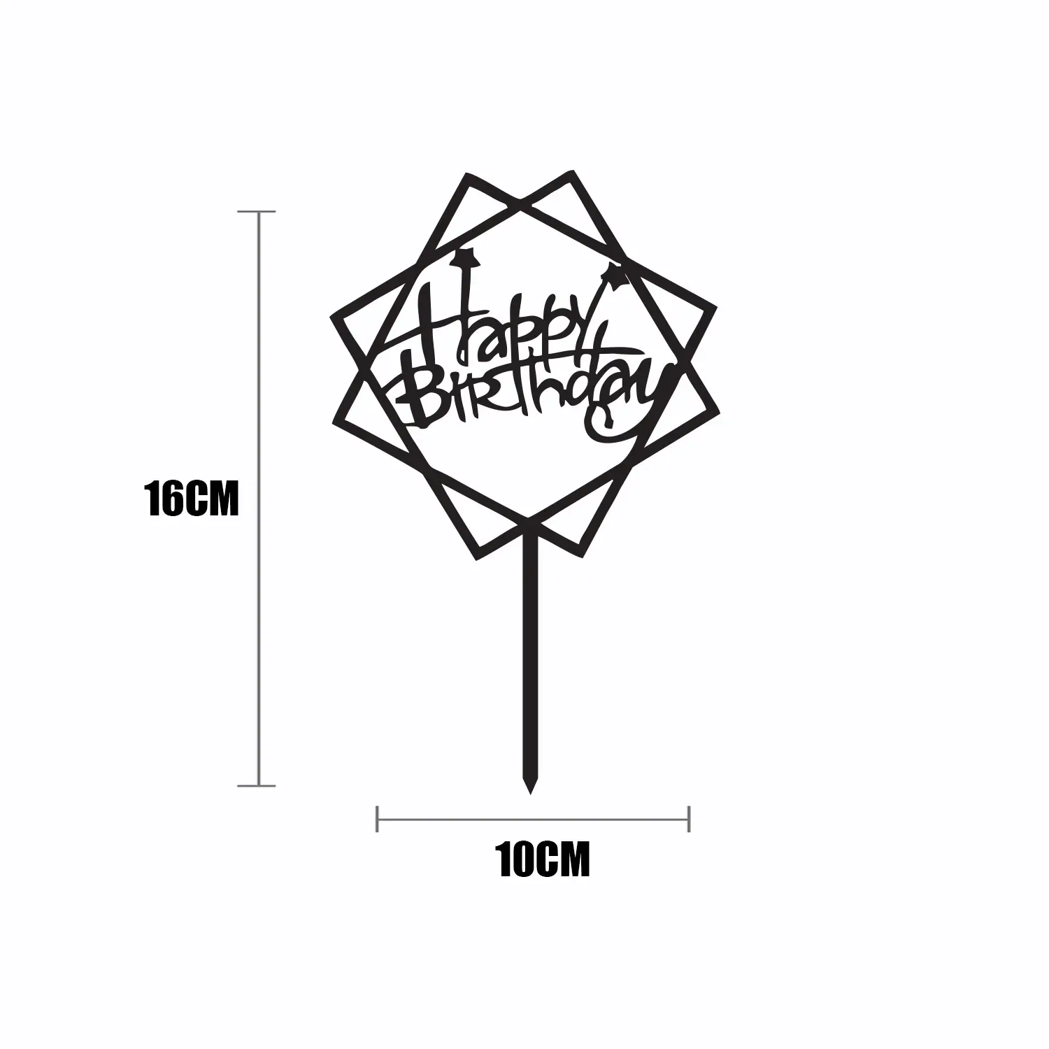 BLACK ACRYLIC HAPPY BIRTHDAY TOPPER DOUBLE SQUARE BIRTHDAY SIGN