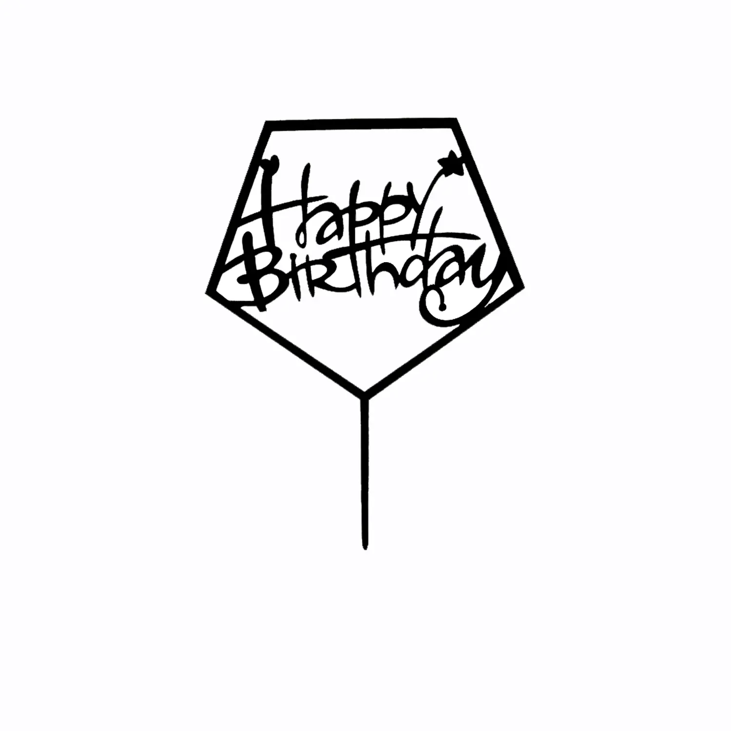 BLACK ACRYLIC HAPPY BIRTHDAY TOPPER PENTAGON