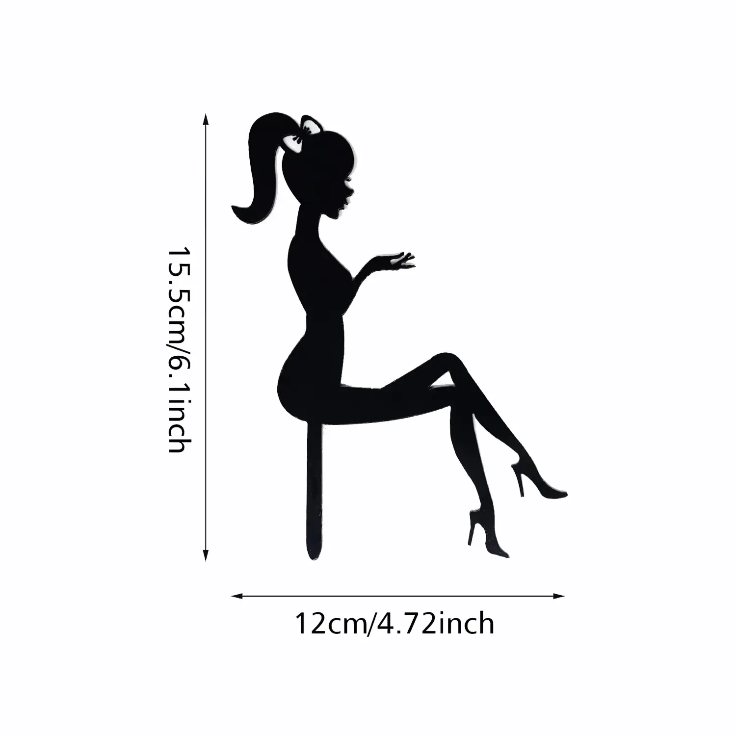 BLACK ACRYLIC LADY SILHOUETTE TOPPER