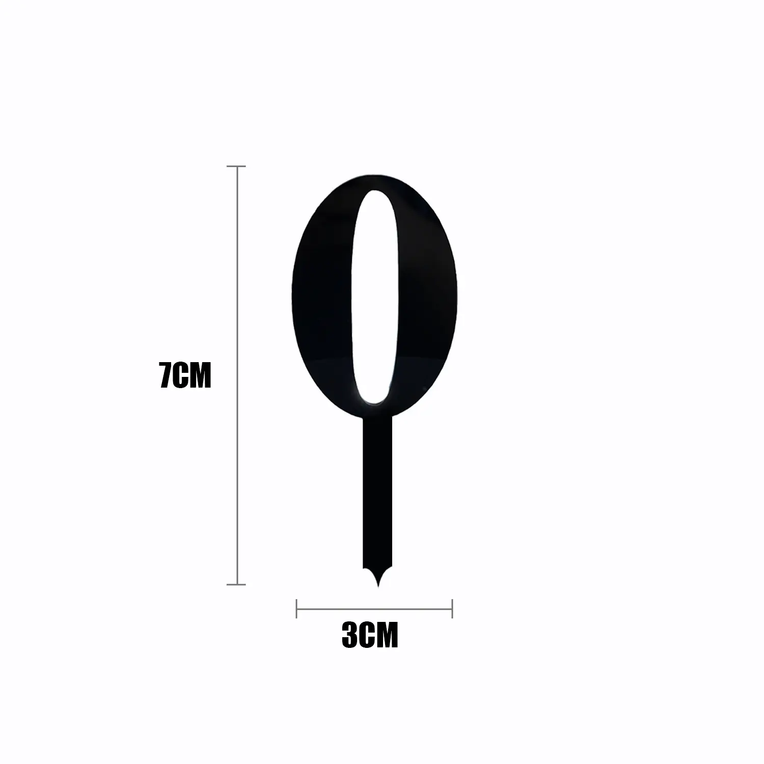 BLACK ACRYLIC MINI NUMBER TOPPER 0