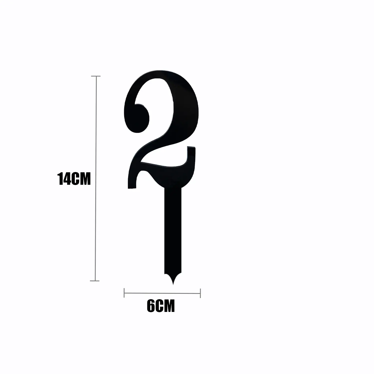 BLACK ACRYLIC NUMBER TOPPER NO 2