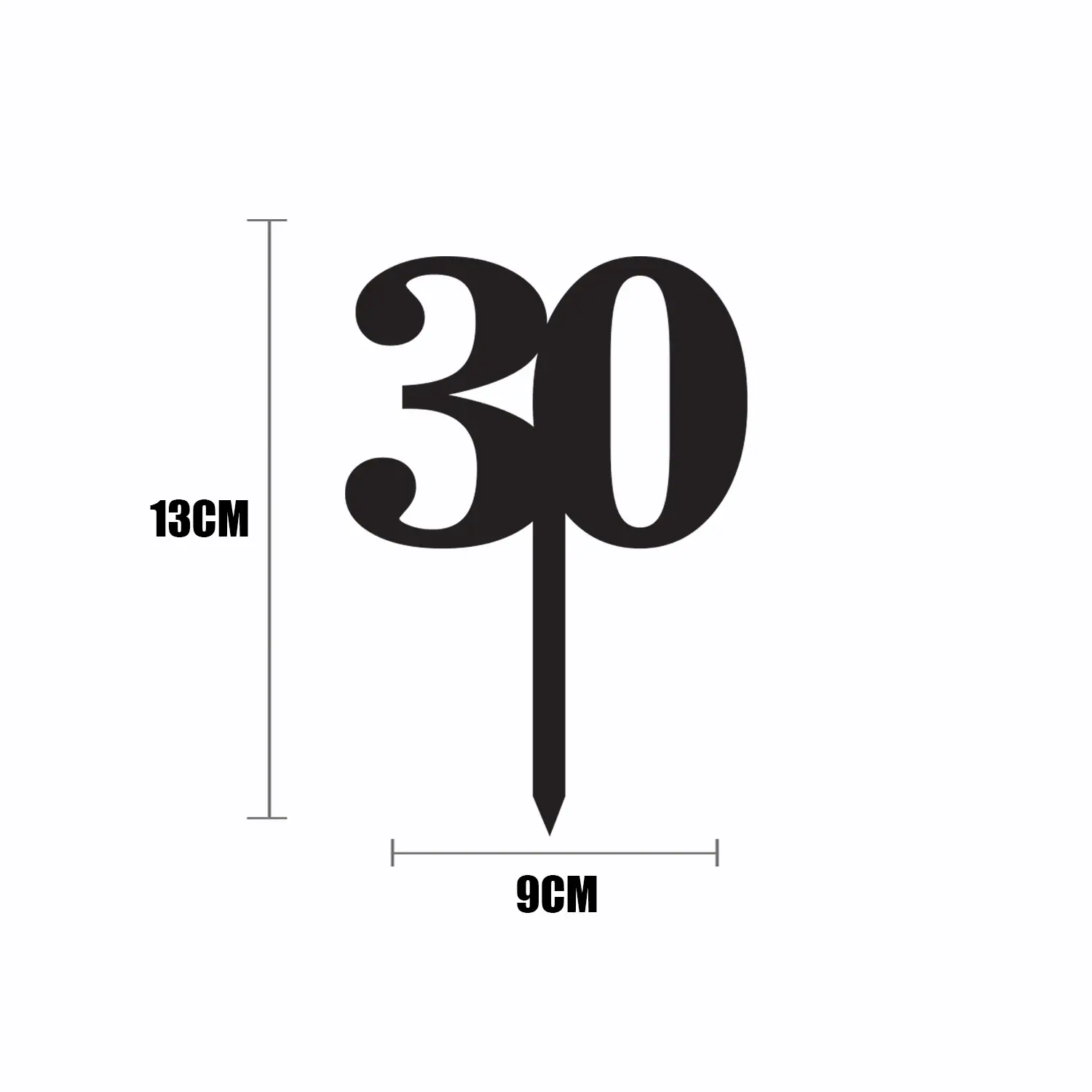 BLACK ACRYLIC NUMBER TOPPER NO 30