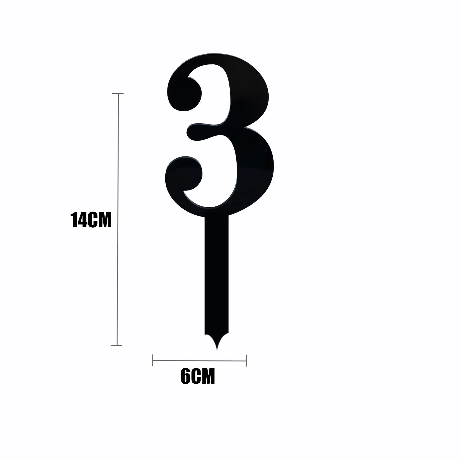 BLACK ACRYLIC NUMBER TOPPER NO 3