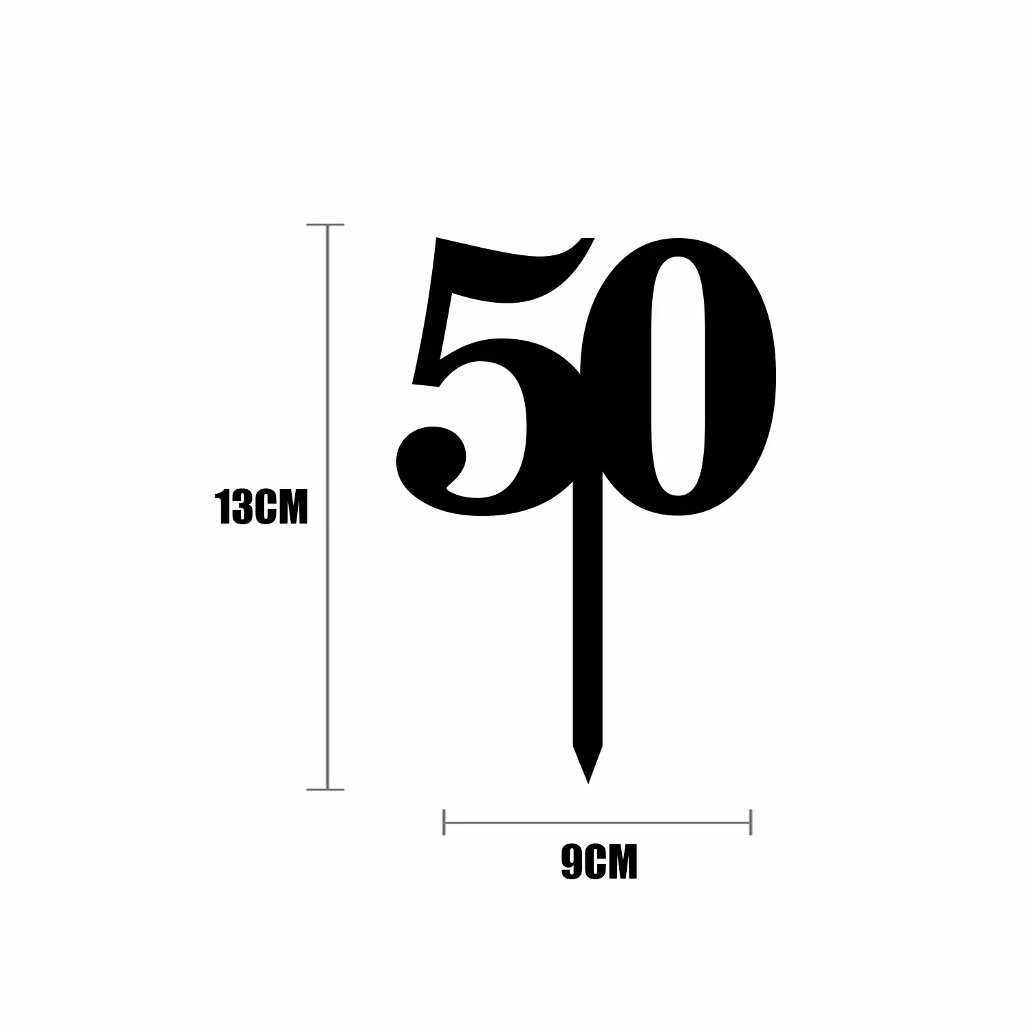 BLACK ACRYLIC NUMBER TOPPER NO 50
