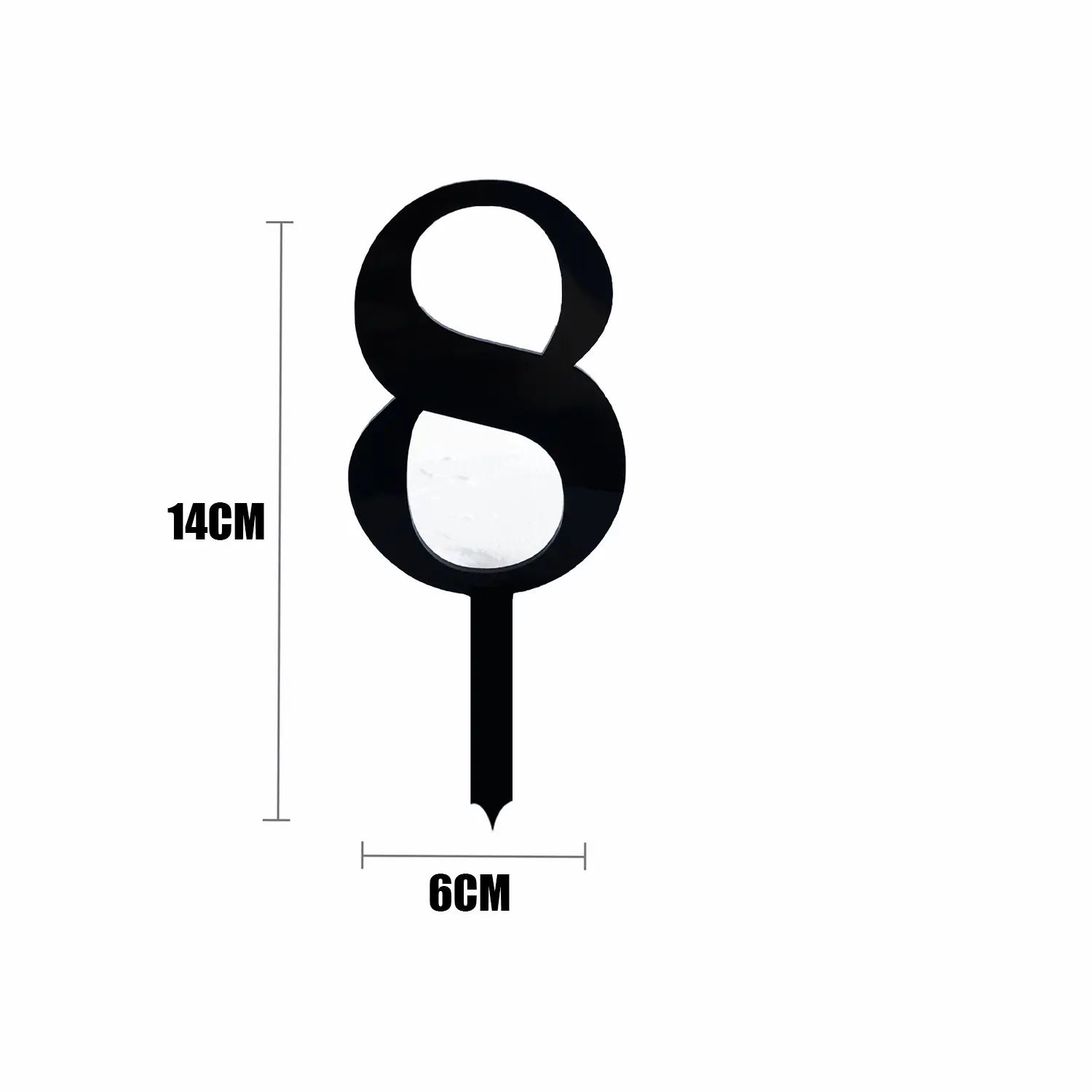 BLACK ACRYLIC NUMBER TOPPER NO 8