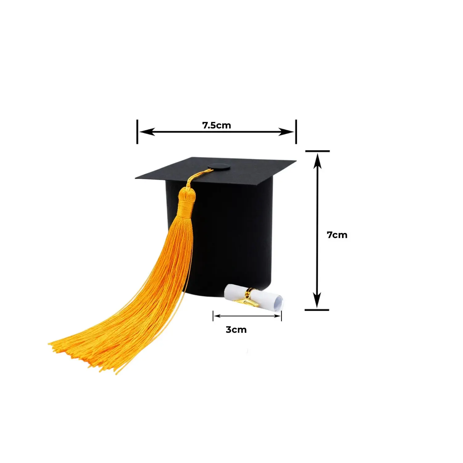 BLACK GRADUATION HAT PAPER TOPPER WITH SCROLL