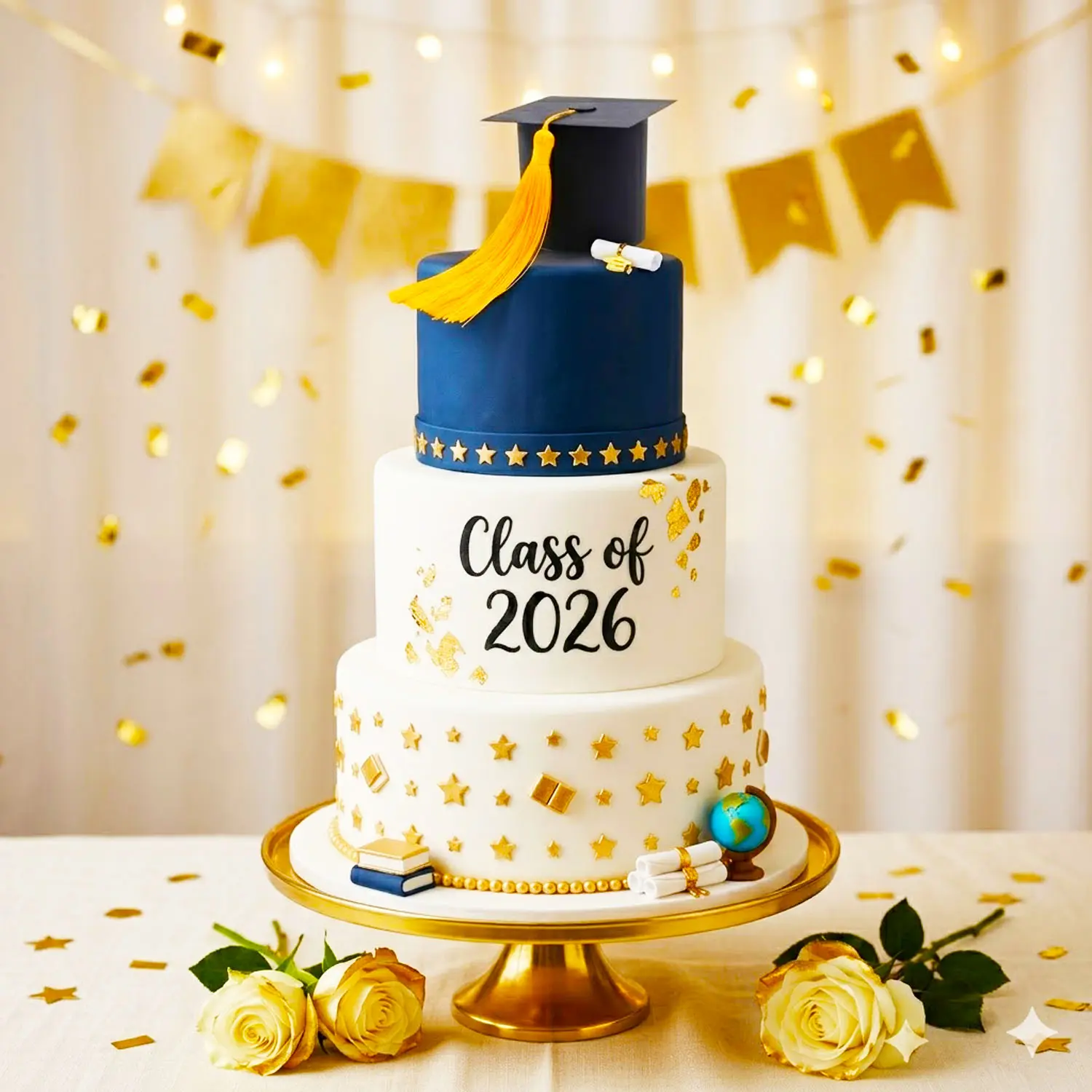 BLACK GRADUATION HAT PAPER TOPPER WITH SCROLL