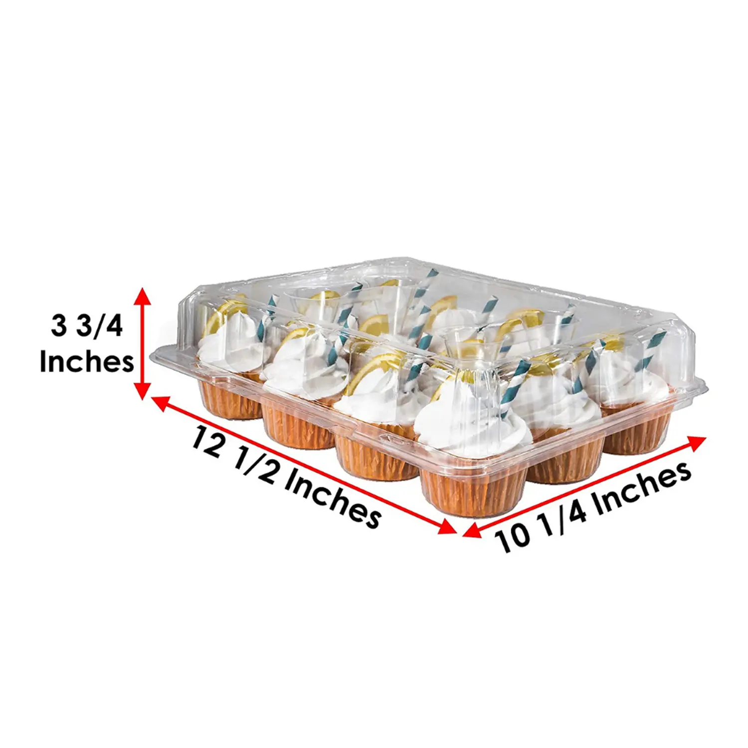 CLEAR 12 CUP 110MM PLASTIC CUPCAKE CONTAINER WITH DOME STACKABLE DISPOSABLE CUPCAKE TRAYS