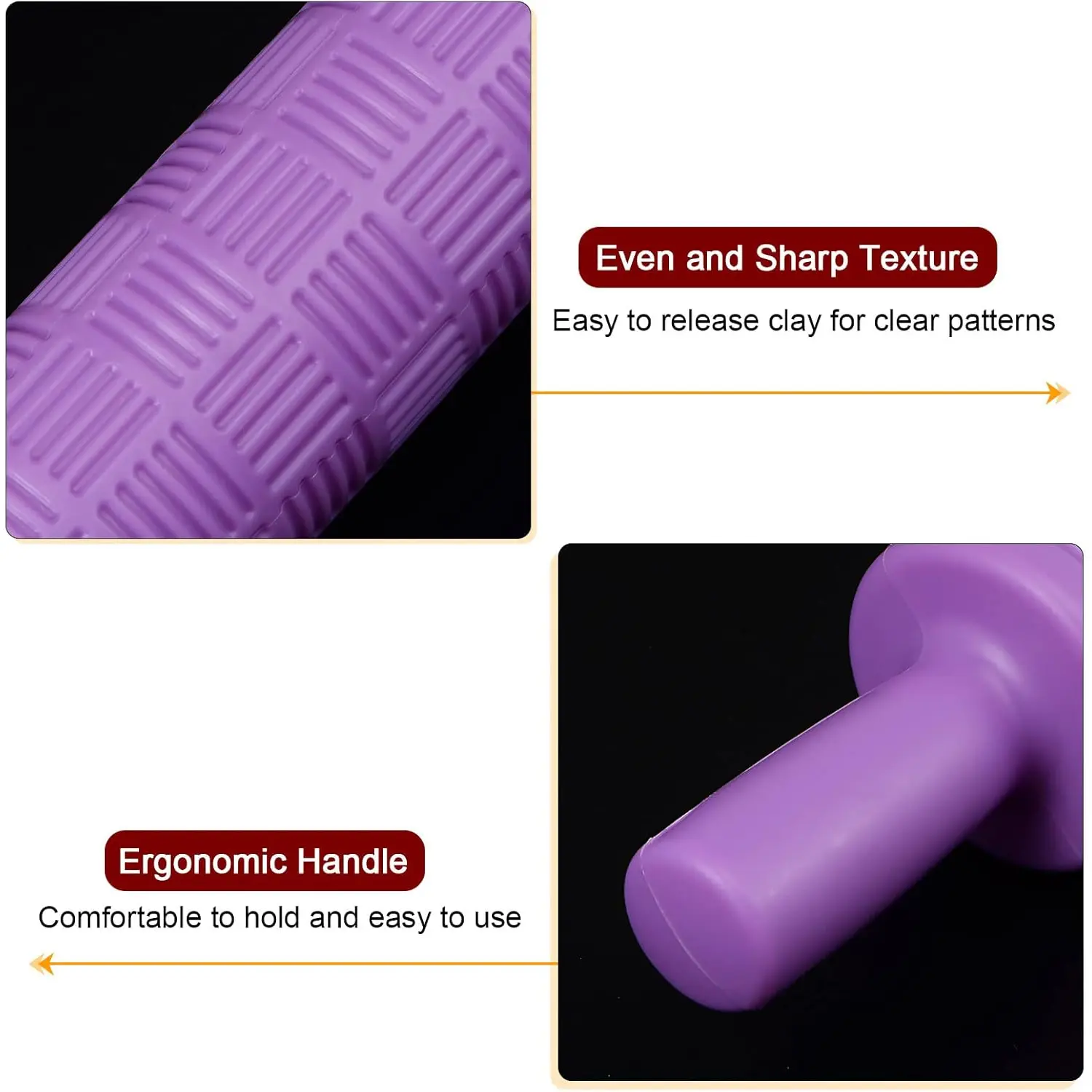 EMBOSSED ROLLING PIN 12 PURPLE WOVEN DESIGN