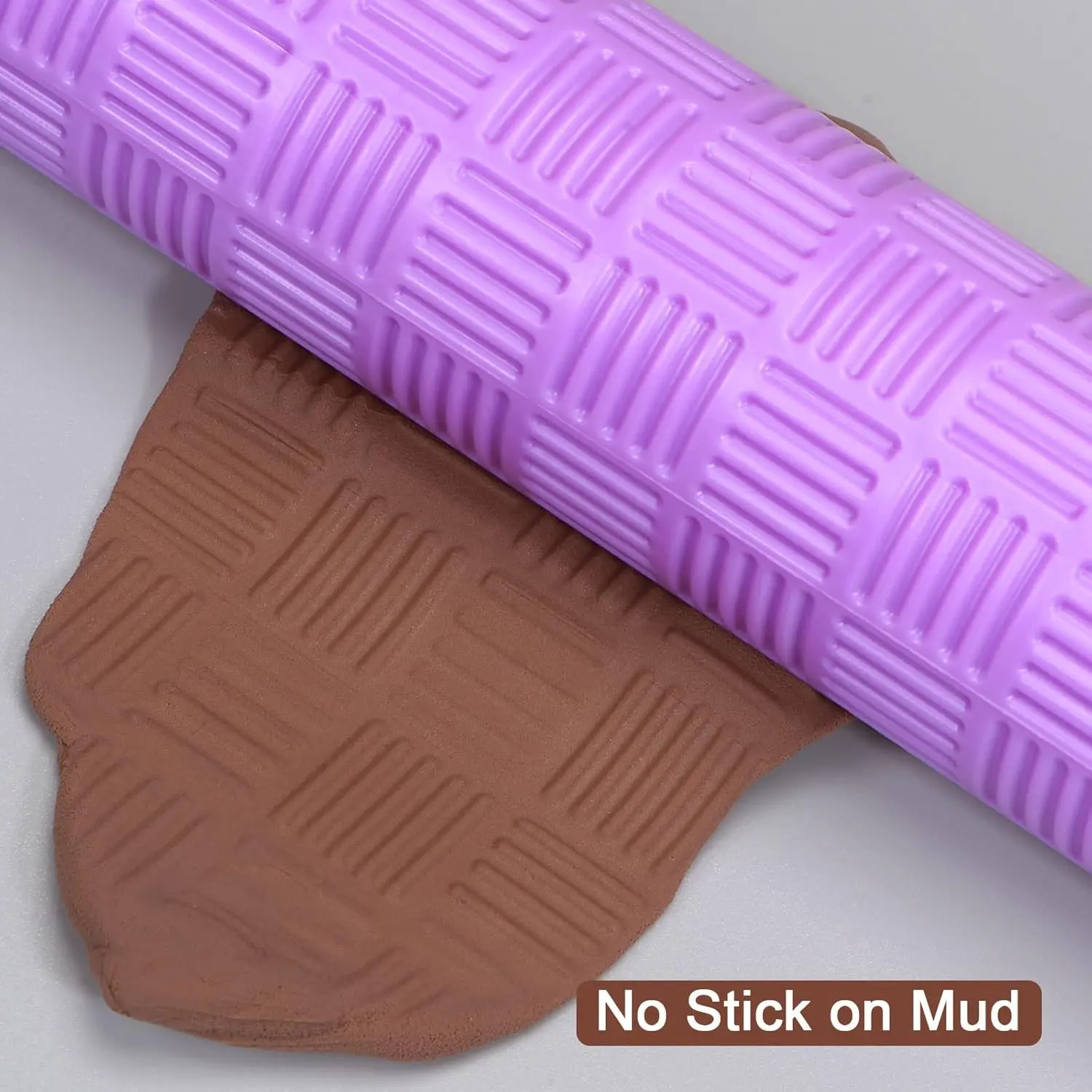 EMBOSSED ROLLING PIN 12 PURPLE WOVEN DESIGN