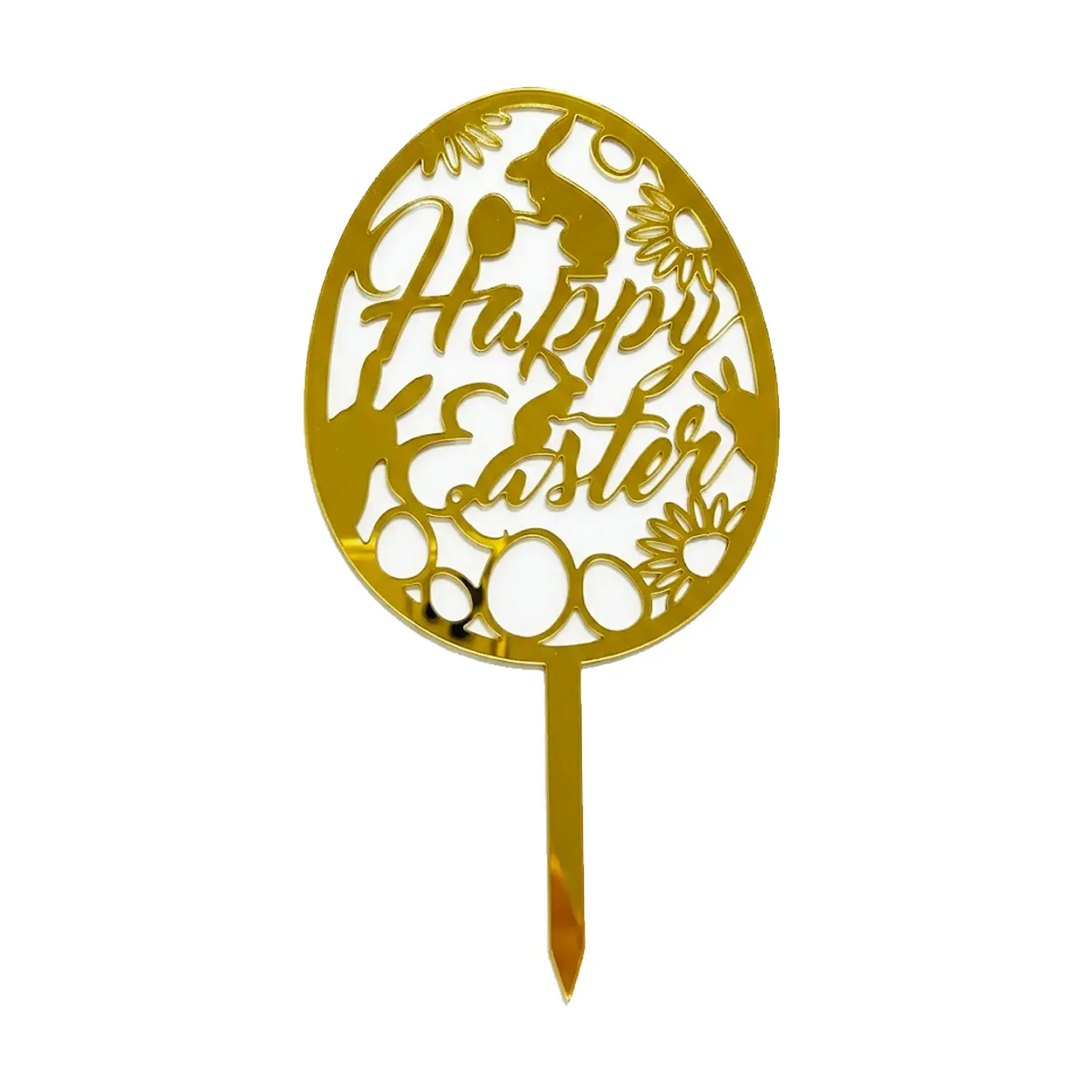 GOLD MIRROR ACRYLIC HAPPY EASTER TOPPER NO 01