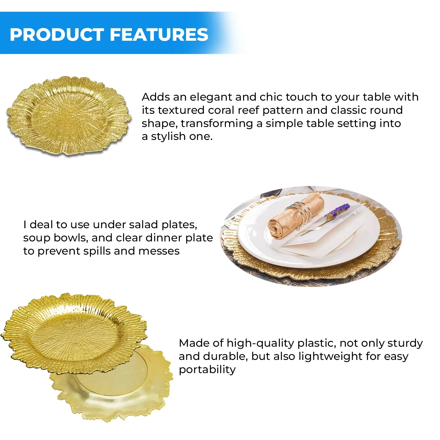 GOLD CHARGER PLATE 33CM