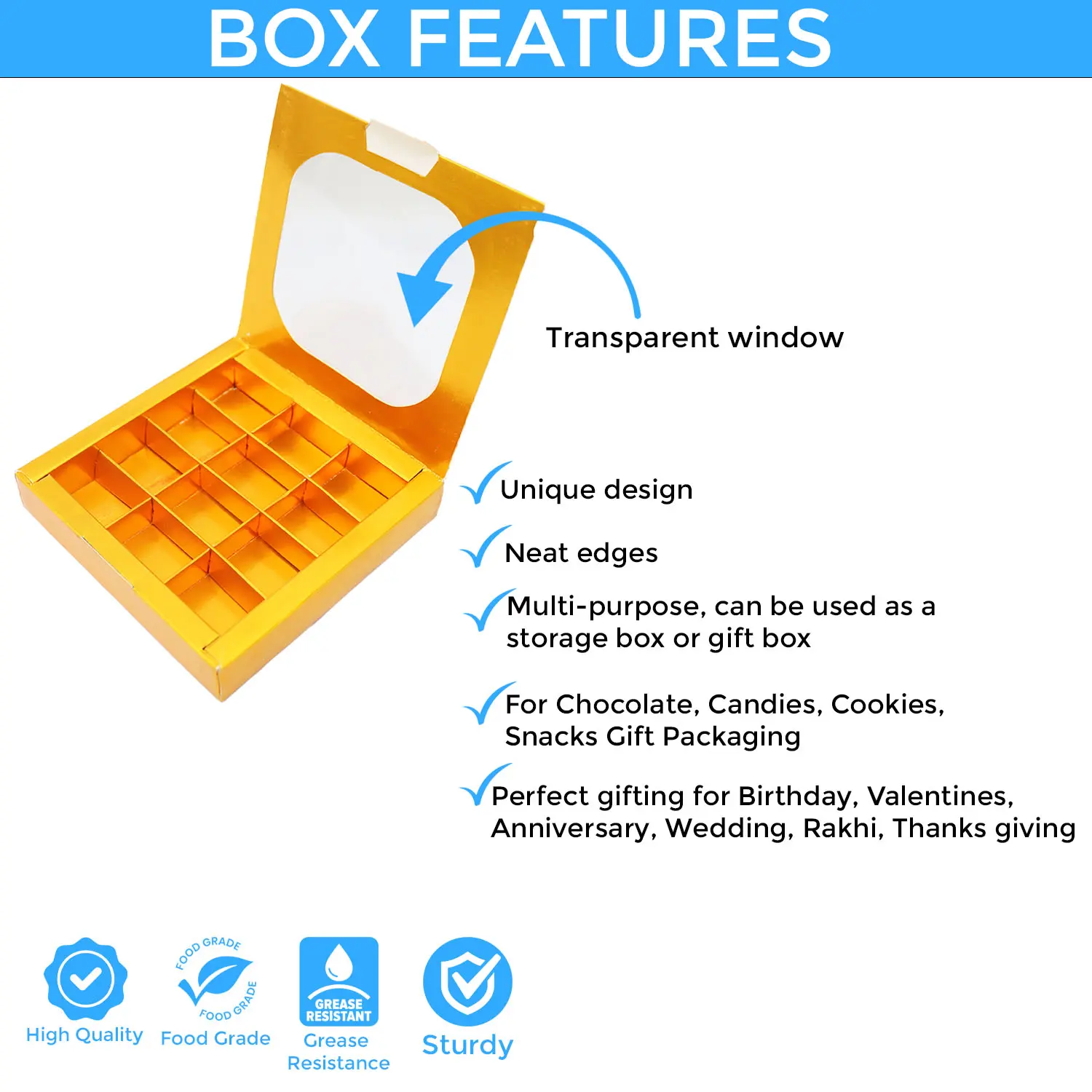 GOLD 12 HOLE CHOCOLATE BOX