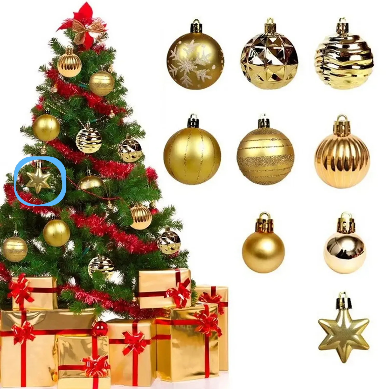 GOLD CHRISTMAS STAR 3CM