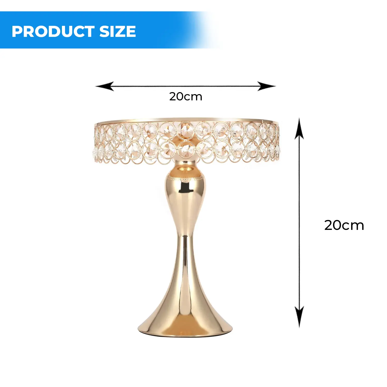 GOLD CRYSTAL CAKE STAND 1PC H 20CM* D 20CM