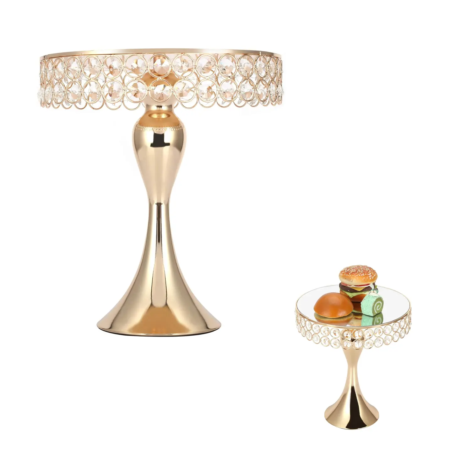 GOLD CRYSTAL CAKE STAND 1PC H 28CM* D 25CM