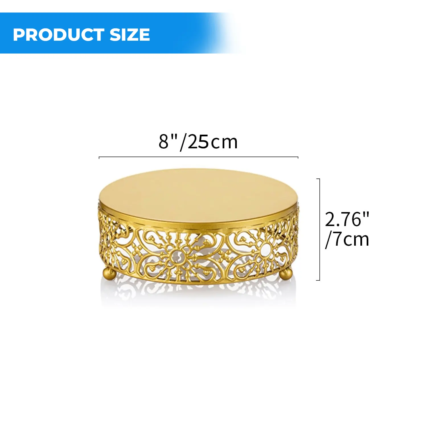 GOLD METALLIC CAKE STAND 1PC H 7CM* D 25CM