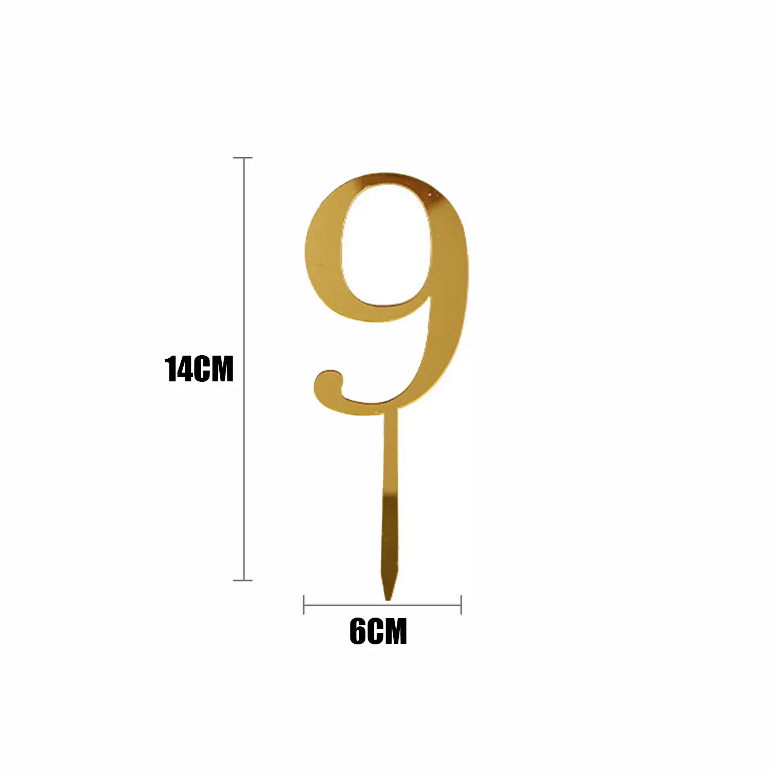 GOLD MIRROR NUMBER TOPPER NO 9