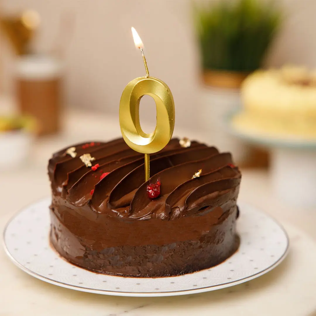 GOLD NUMBER CANDLE 0, BIRTHDAY CANDLES, GOLD CANDLES, CAKE NUMBER CANDLES ,PARTY CELEBRATION