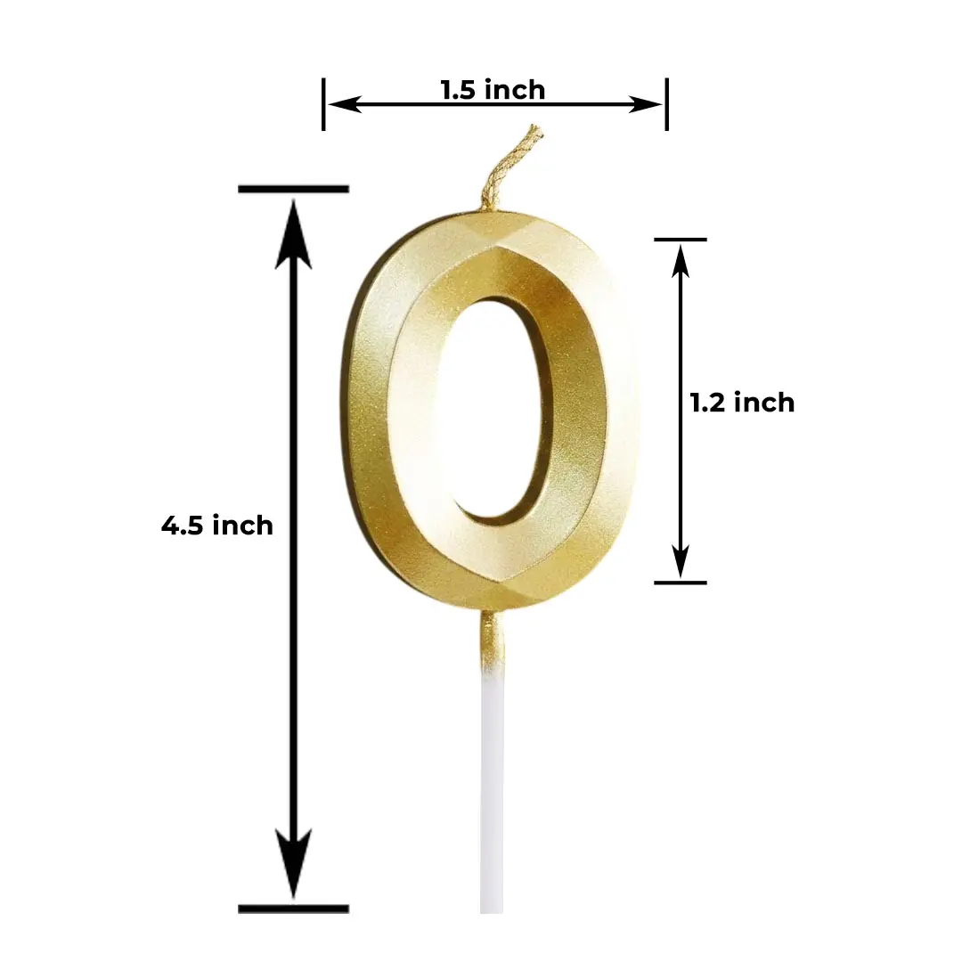 GOLD NUMBER CANDLE 0, BIRTHDAY CANDLES, GOLD CANDLES, CAKE NUMBER CANDLES ,PARTY CELEBRATION