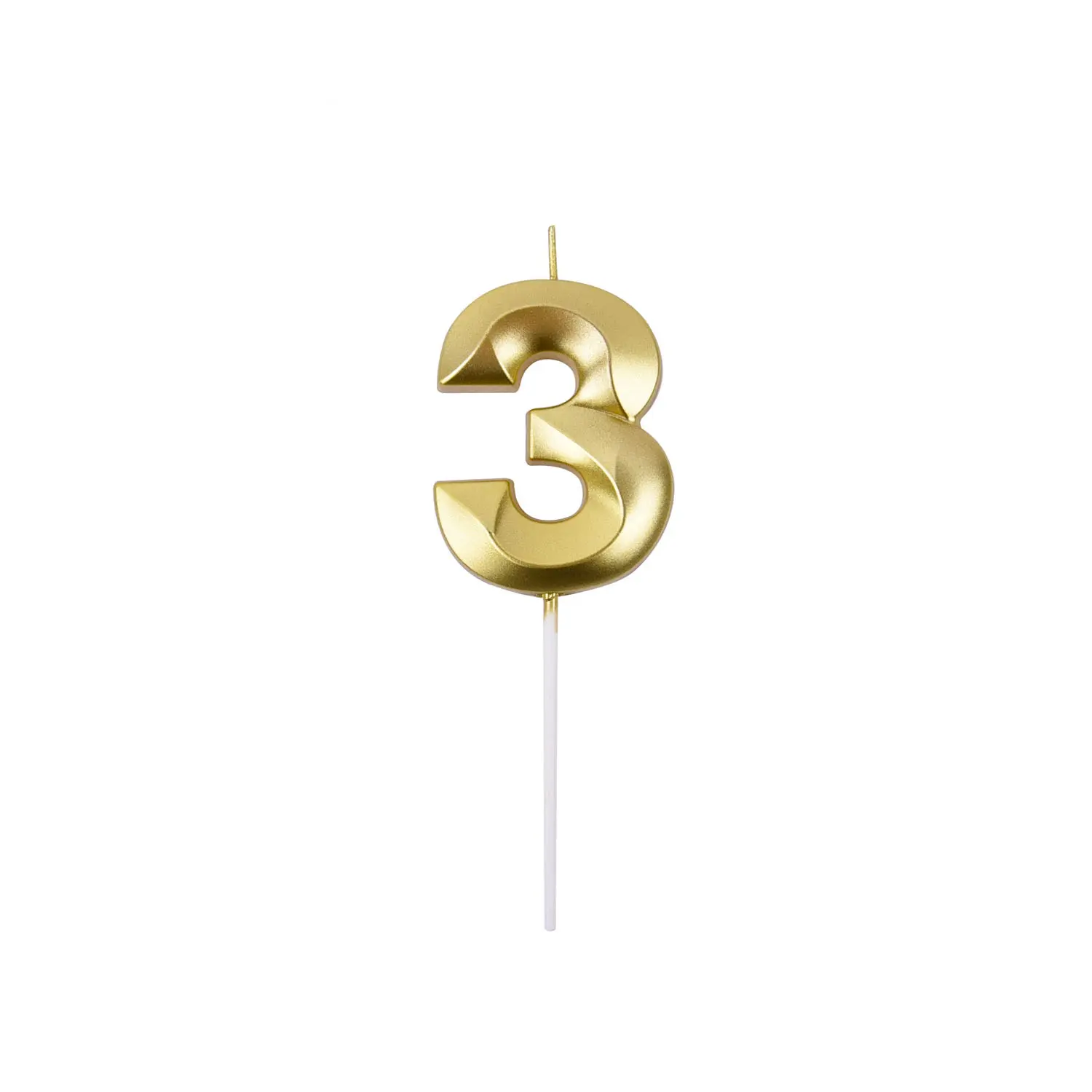 GOLD NUMBER CANDLE 3, BIRTHDAY CANDLES, GOLD CANDLES, CAKE NUMBER CANDLES ,PARTY CELEBRATION