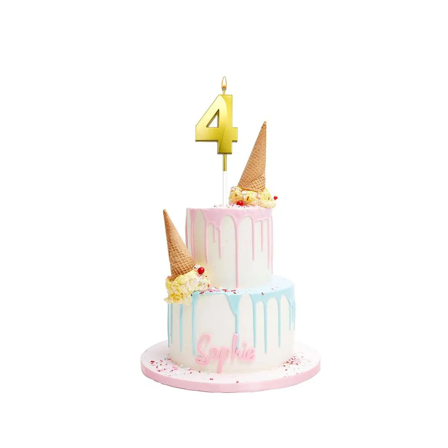 GOLD NUMBER CANDLE 4, BIRTHDAY CANDLES, GOLD CANDLES, CAKE NUMBER CANDLES ,PARTY CELEBRATION