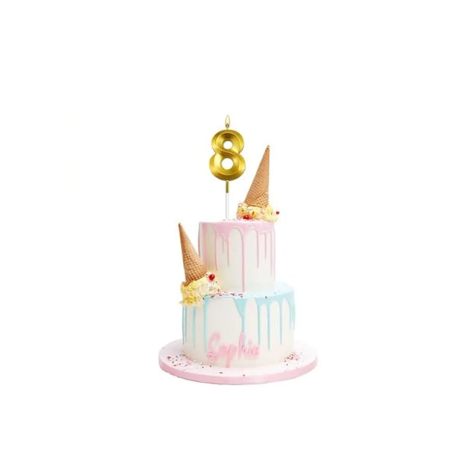 GOLD NUMBER CANDLE 8, BIRTHDAY CANDLES, GOLD CANDLES, CAKE NUMBER CANDLES ,PARTY CELEBRATION