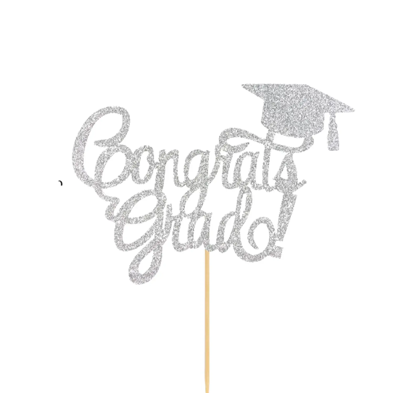 GRADUATION GLITTER SILVER PAPER TOPPER