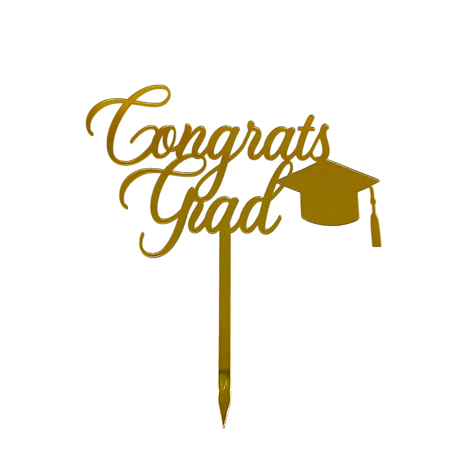 GOLD ACRYLIC MIRROR GRADUATION TOPPER