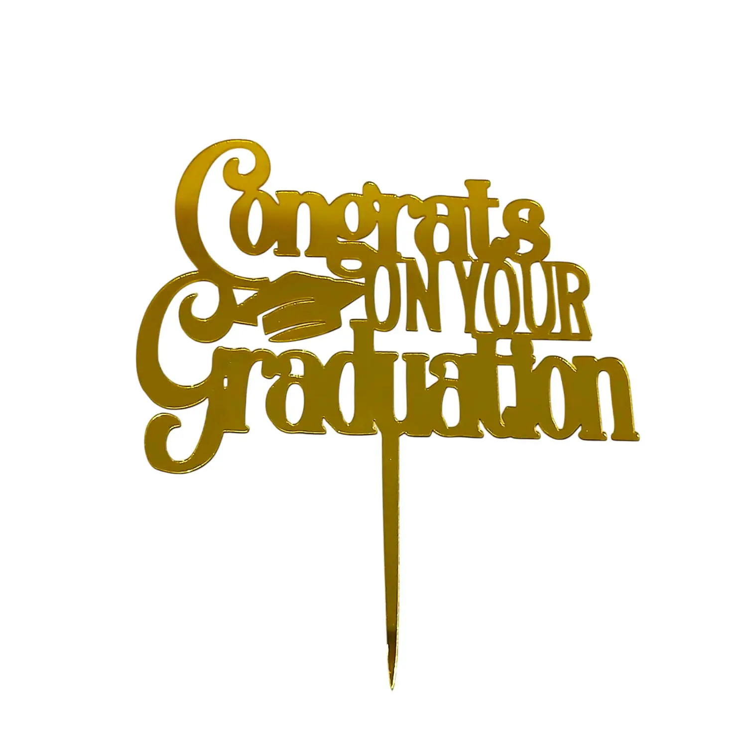GOLD ACRYLIC MIRROR GRADUATION TOPPER