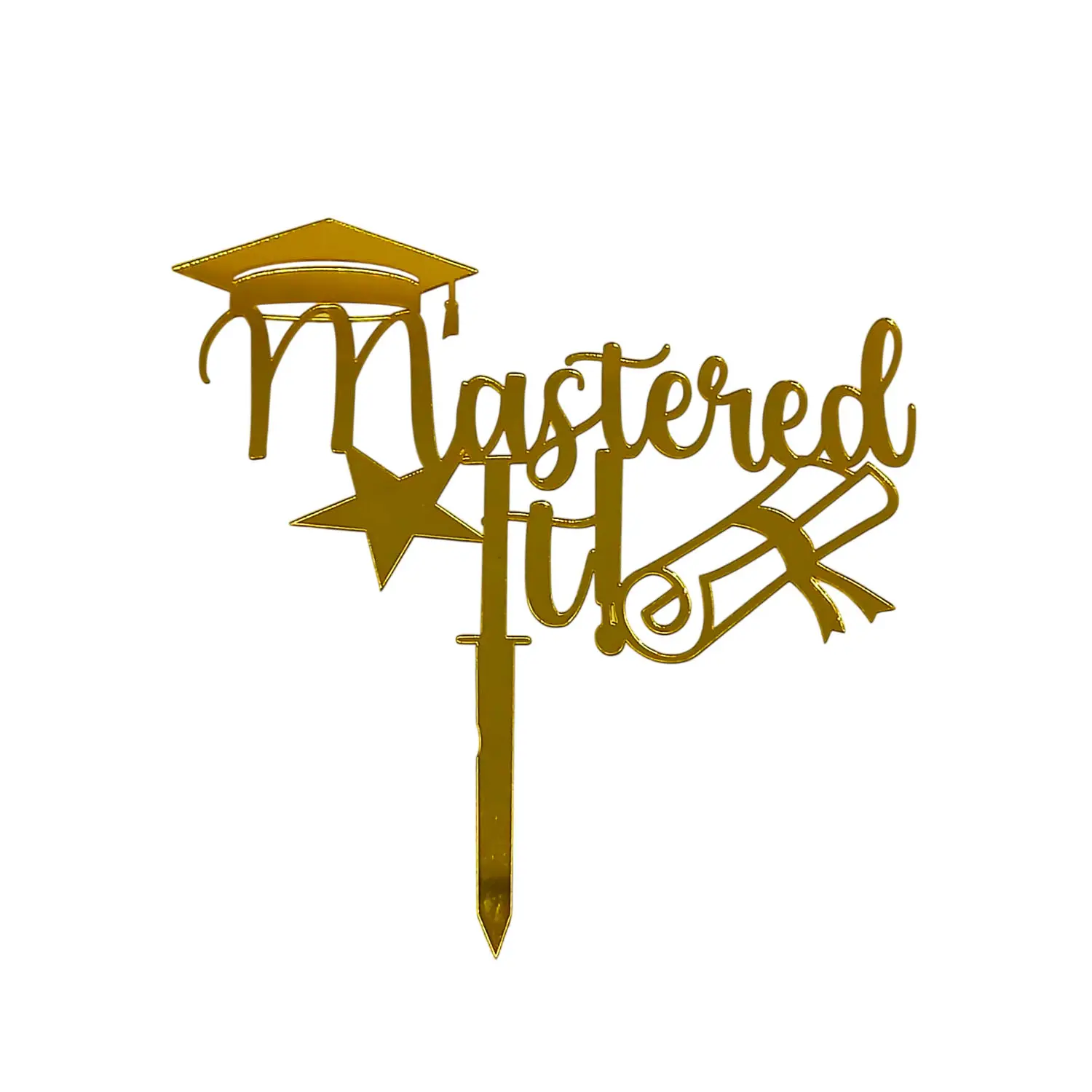 GOLD ACRYLIC MIRROR GRADUATION TOPPER