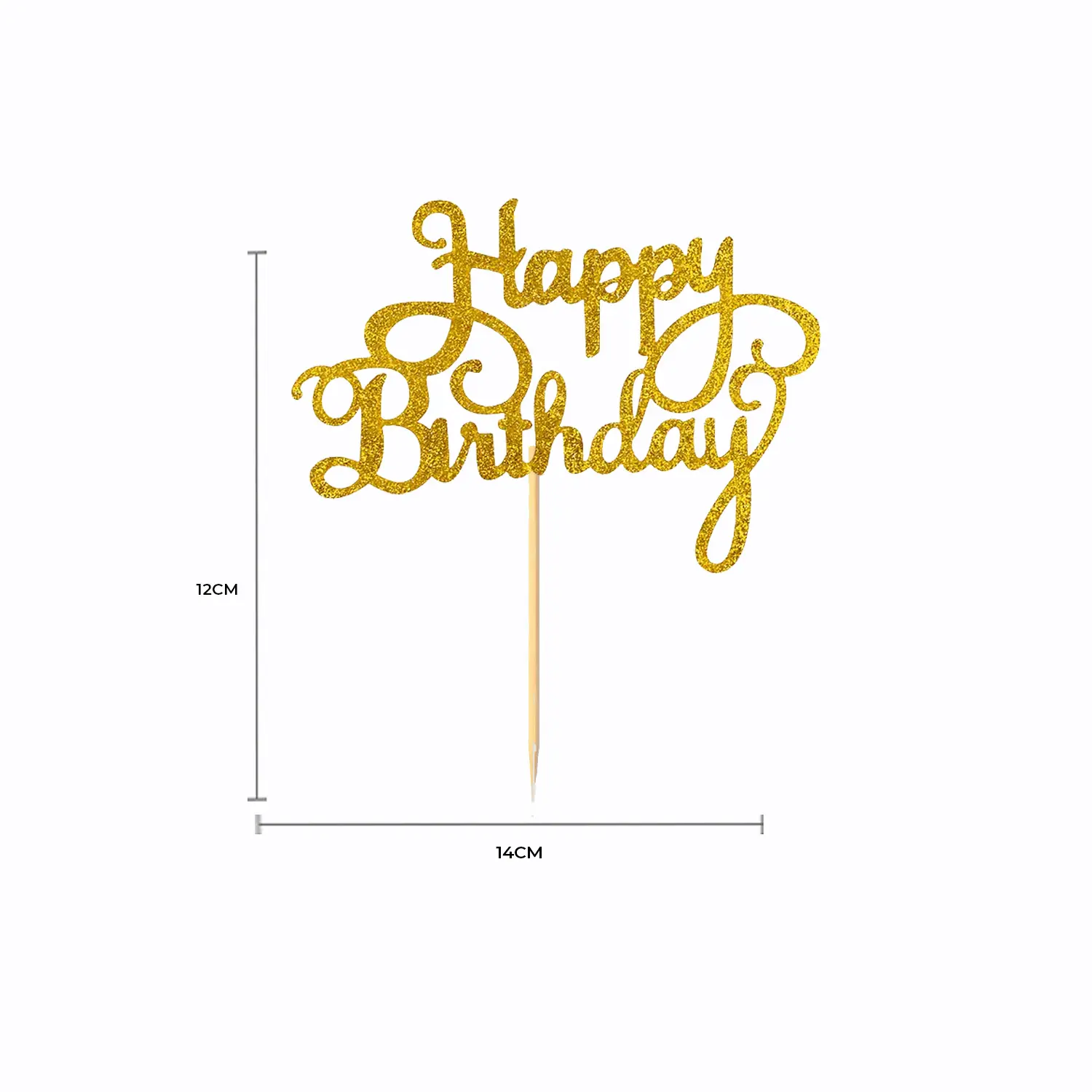 HAPPY BIRTHDAY GLITTER GOLD PAPER TOPPER