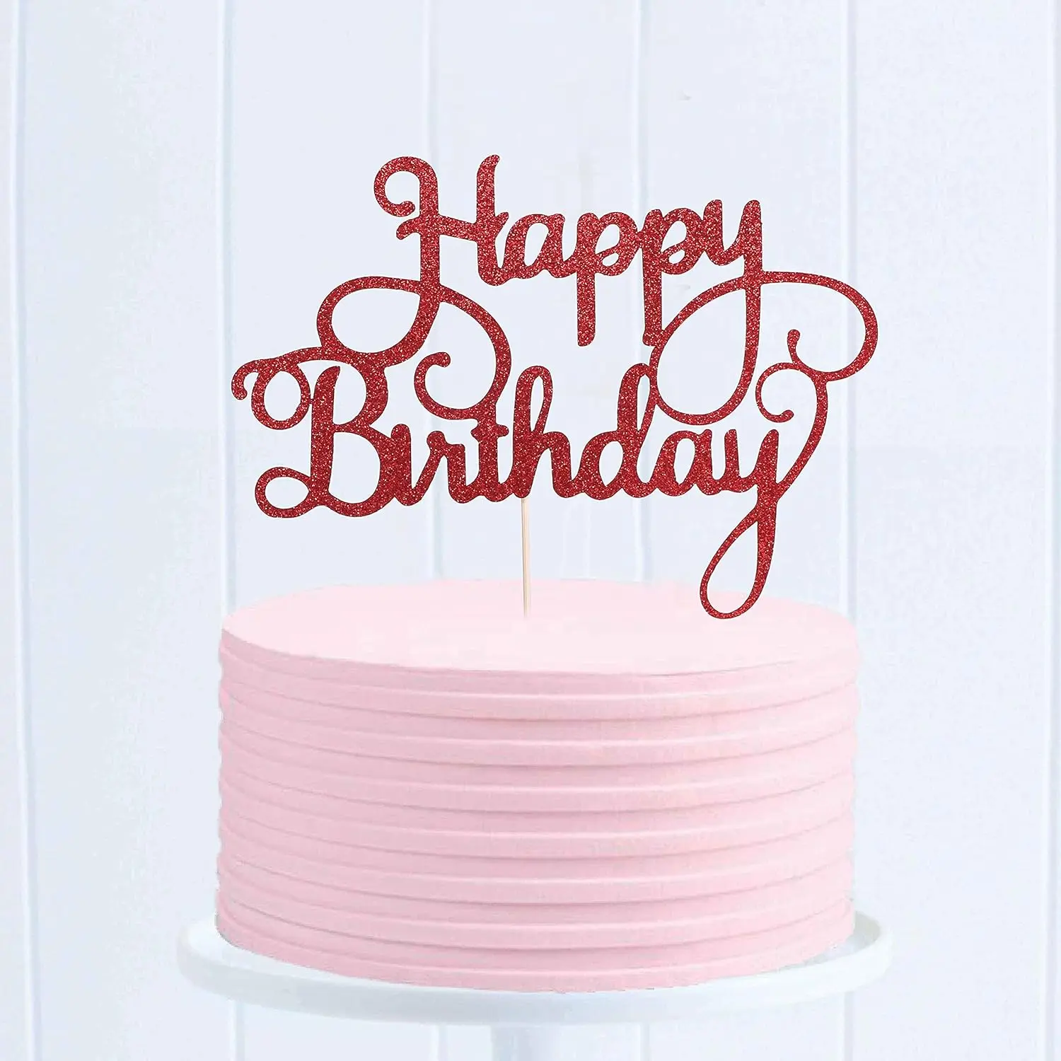 HAPPY BIRTHDAY GLITTER RED PAPER TOPPER
