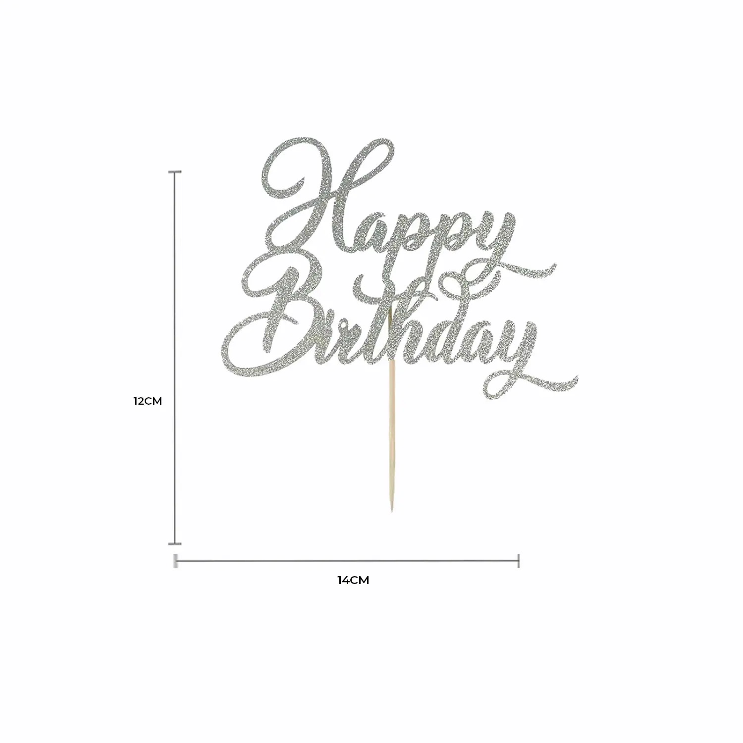 HAPPY BIRTHDAY GLITTER SILVER PAPER TOPPER