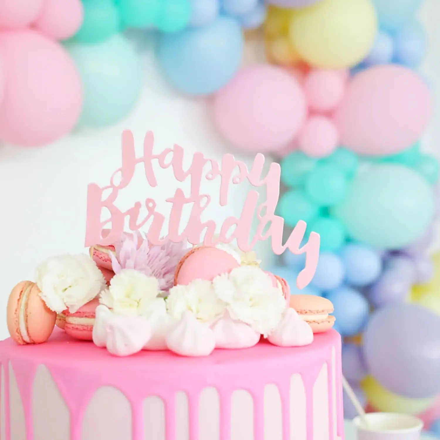 HAPPY BIRTHDAY PINK PAPER TOPPER