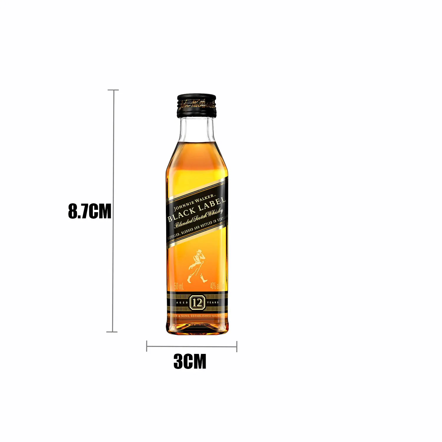 JOHNNIE WALKER BLACK MINIATURE MINI LIQUOR BOTTLE MINI WHISKEY 50ML