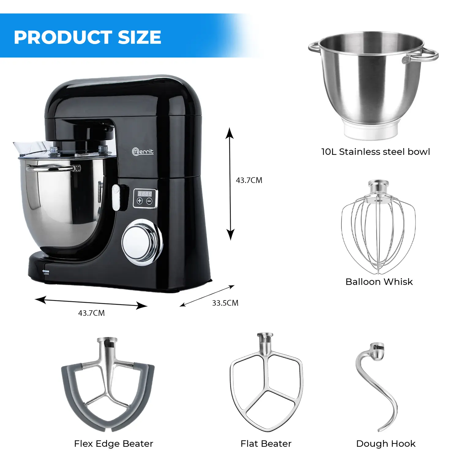 10L BLACK MERRIT STAND MIXER