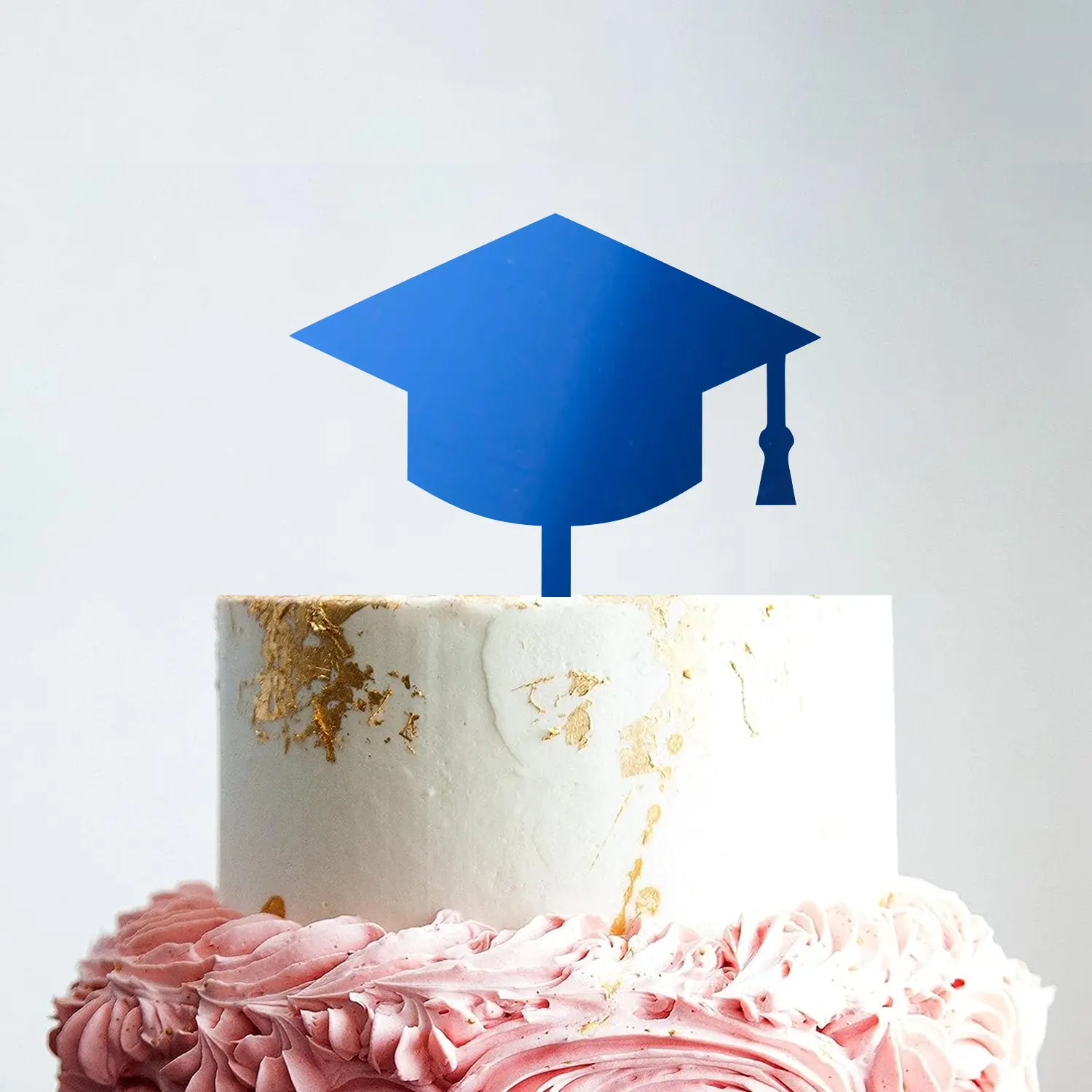 MIRROR BLUE ACRYLIC GRADUATION CAP TOPPER