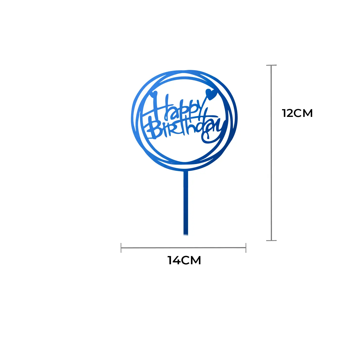 MIRROR BLUE ACRYLIC HAPPY BIRTHDAY TOPPER DOUBLE ROUND BIRTHDAY SIGN