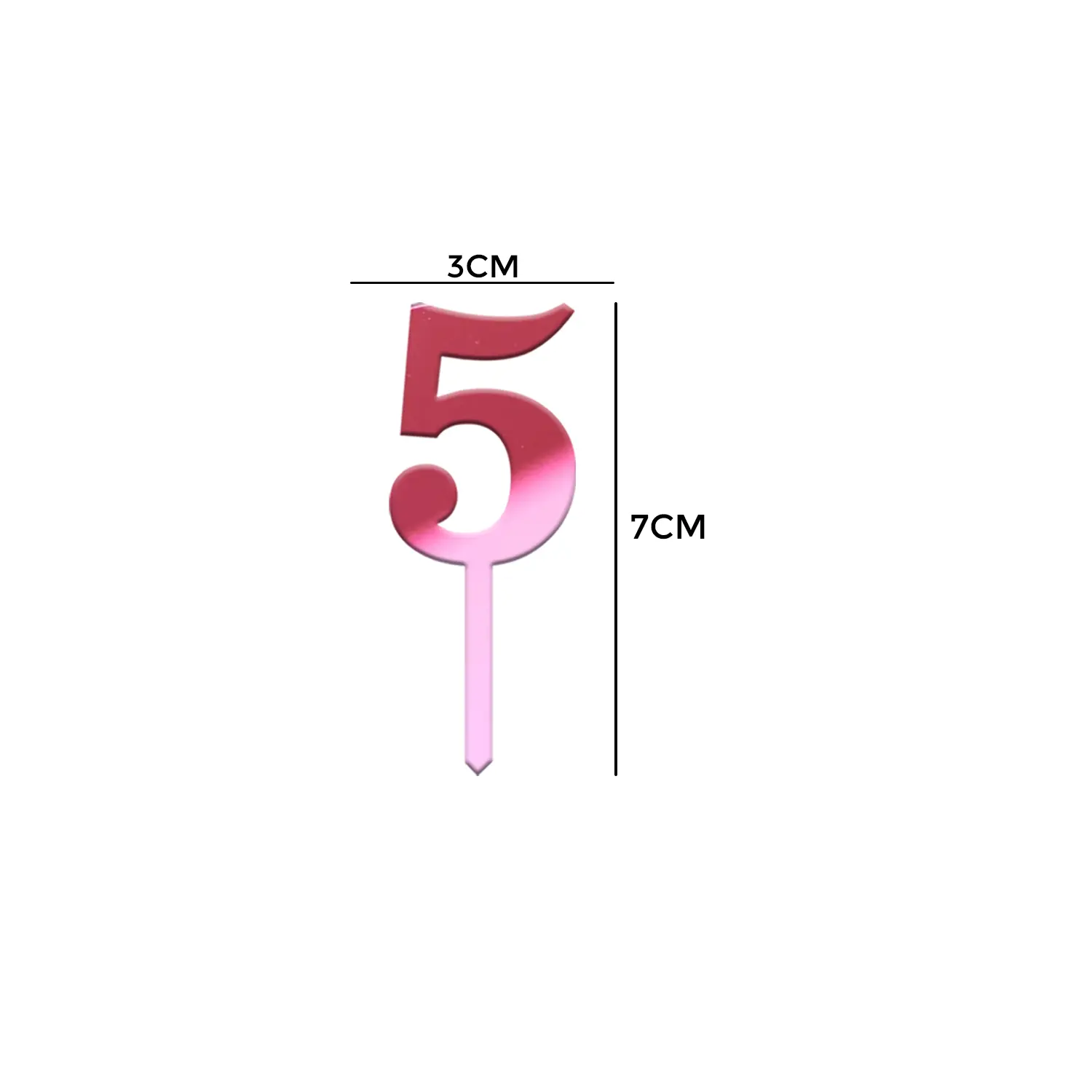 MIRROR PINK ACRYLIC MINI NUMBER TOPPER 5