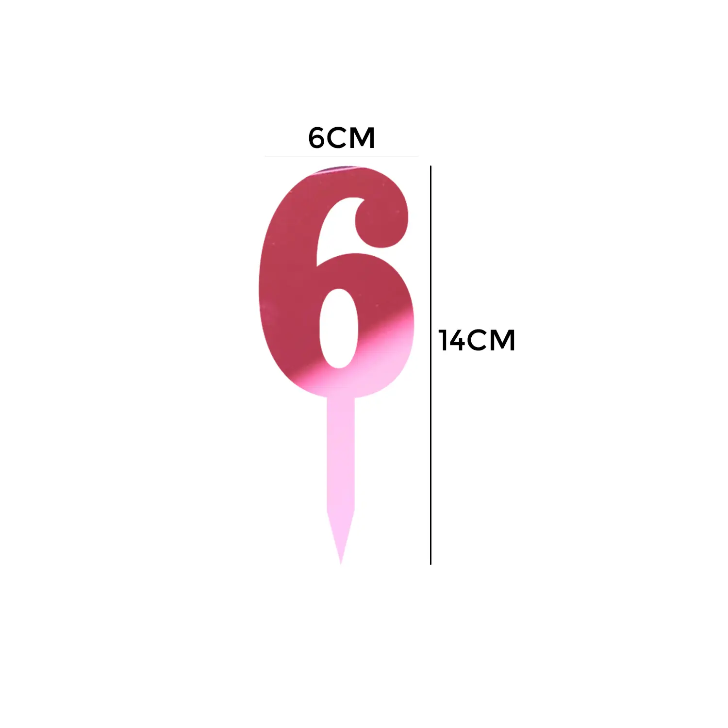 MIRROR PINK ACRYLIC NUMBER TOPPER NO 6