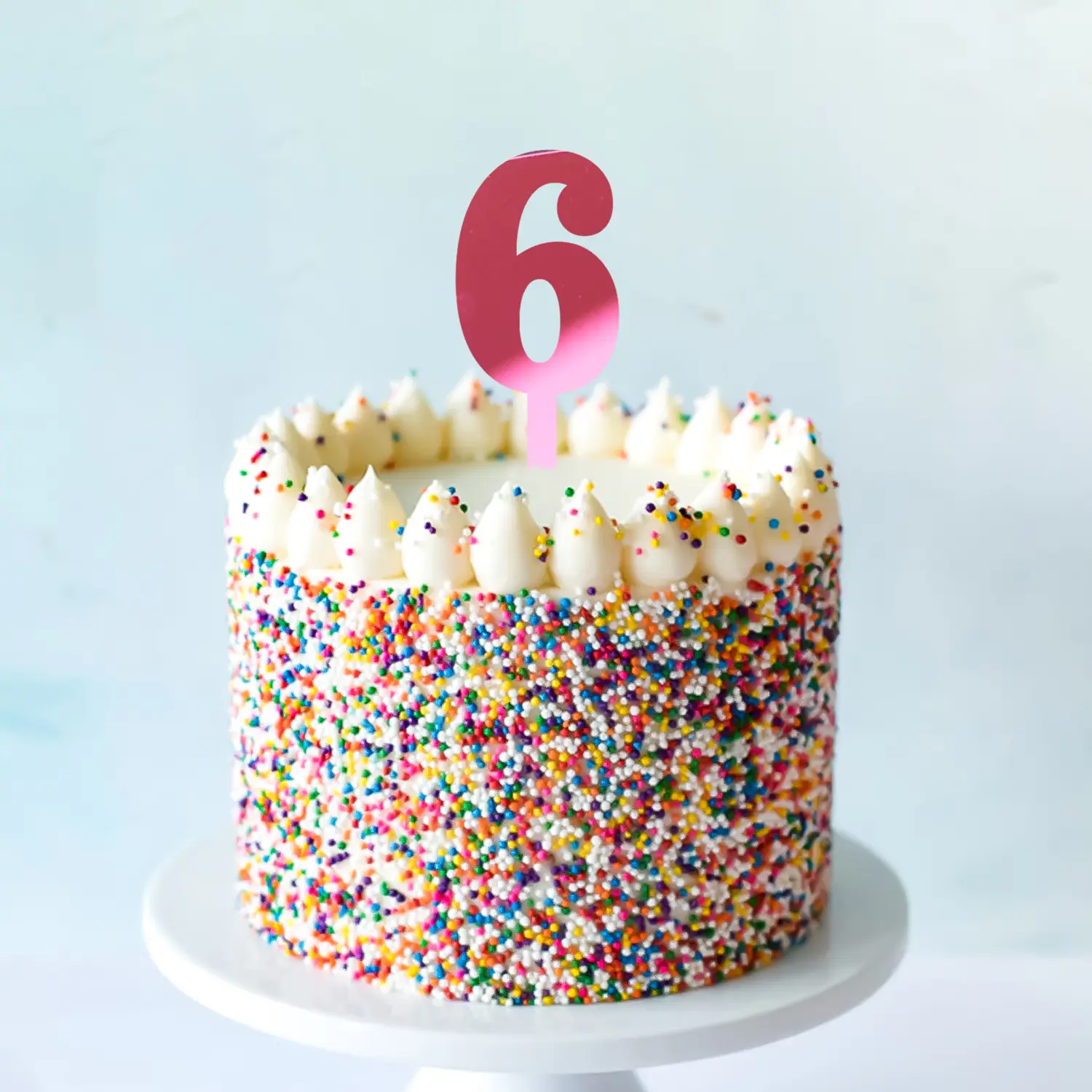 MIRROR PINK ACRYLIC NUMBER TOPPER NO 6
