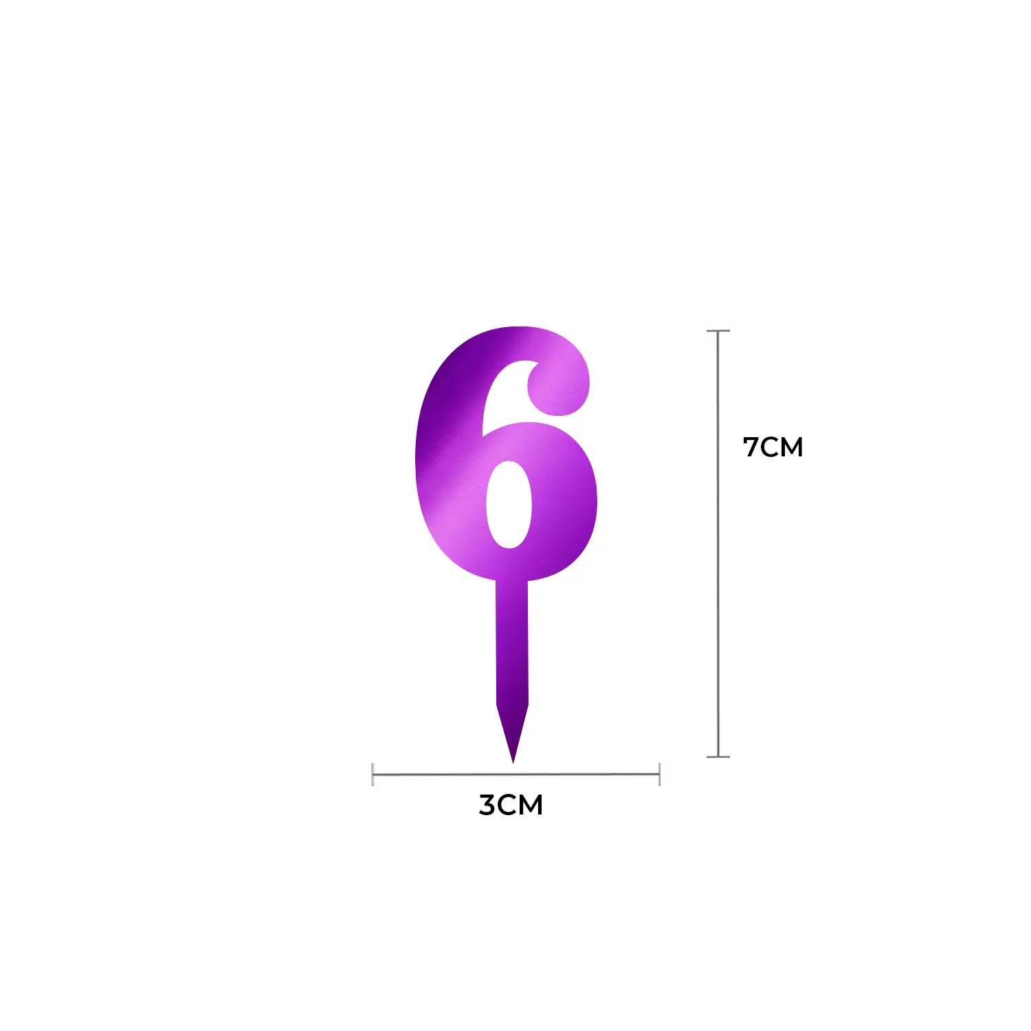 MIRROR PURPLE ACRYLIC MINI NUMBER TOPPER 6